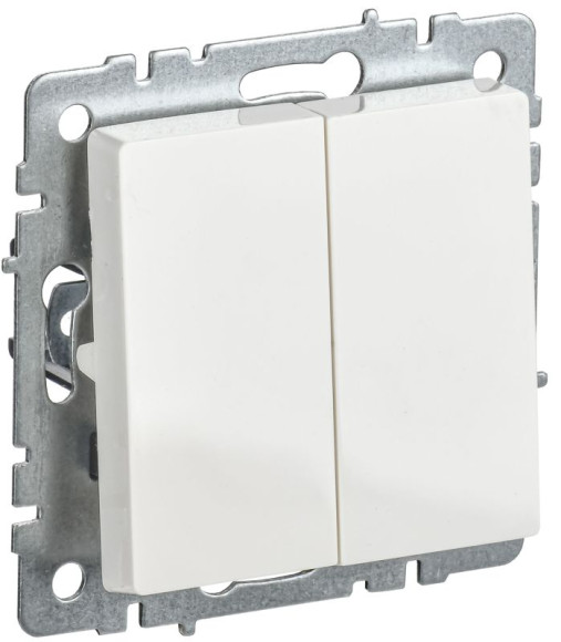 IEK BRITE Выключатель 2-клавишный 10А ВС10-2-0-БрБ белый, BR-V20-0-10-K01-PRO