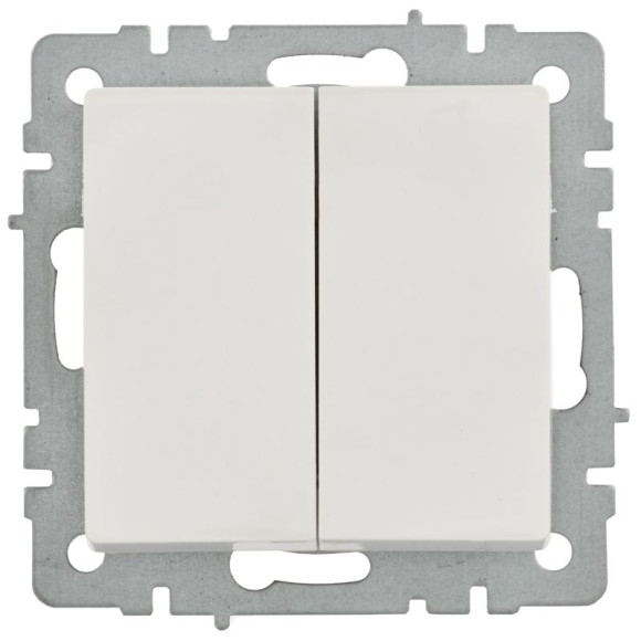 IEK BRITE Выключатель 2-клавишный 10А ВС10-2-0-БрБ белый, BR-V20-0-10-K01-PRO