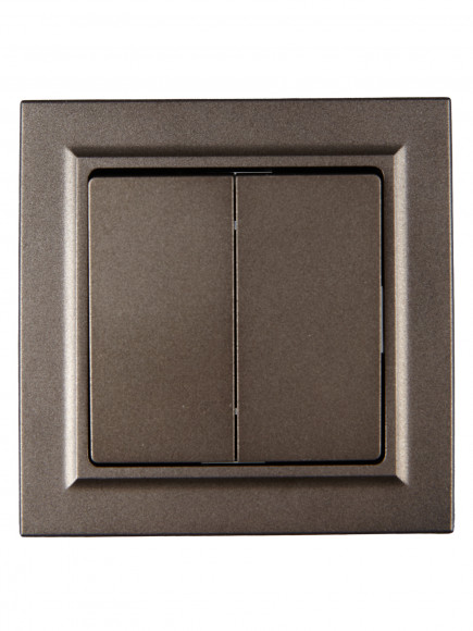 IEK BRITE Выключатель 2-клавишный 10А в сборе ВСР10-2-0-БрТБ темная бронза , BR-V20-0-10-K45-F