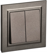 BRITE Выключатель 2-клавишный 10А в сборе ВСР10-2-0-БрТБ темная бронза , BR-V20-0-10-K45-F