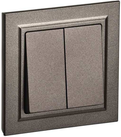 IEK BRITE Выключатель 2-клавишный 10А в сборе ВСР10-2-0-БрТБ темная бронза IEK, BR-V20-0-10-K45-F