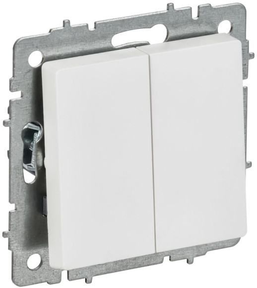 IEK BRITE Выключатель 2-клавишный 10А ВС10-2-0-БрАБ арктический белый IEK, BR-V20-0-10-K91