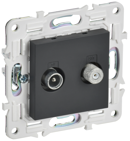 IEK SKANDY Розетка двойная TV+SAT SK-A13G графит , SK-AF20-O-K53