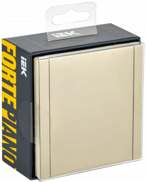 IEK FORTE&PIANO Розетка 1-местная с заземлением с защитными шторками и крышкой безвинтовое крепление 16А IP44 FP419 ваниль , FP-R16-16-1-44-K10