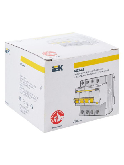 IEK KARAT Дифференциальный автомат АД14S 4P 32А 100мА тип AC IEK, MAD13-4-032-C-100