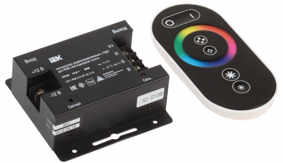 IEK Контроллер с ПДУ радио (черный) RGB 3 канала 12В, 6А, 216Вт IEK, LSC1-RGB-216-RF-20-12-B