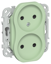 FLITE Розетка 2-местная без заземления с защитными шторками безвинтовое крепление 10А РСш02-1-ФлФ фисташковый IEK, FI-R23-10-1-K93