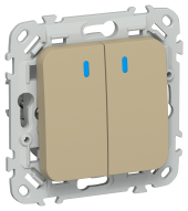 FLITE Выключатель 2-клавишный с индикацией 10А ВС12-1-1-ФлХ хаки IEK, FI-V20-1-10-1-K59