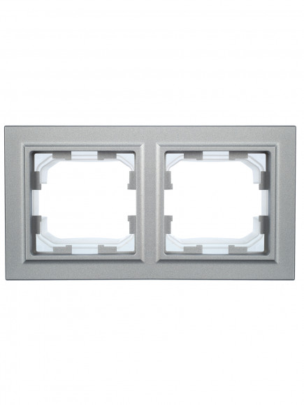 IEK BRITE Рамка 2-местная IP44 РУ-2-БрА-44 алюминий , BR-M22-44-K47