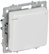 BRITE Розетка 1-местная с заземлением с защитными шторками и крышкой 16А IP44 РСбш10-3-44-БрАБ арктический белый , BR-R16-16-44-K91