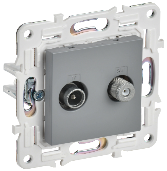 IEK SKANDY Розетка двойная TV+SAT SK-A13Gr серый , SK-AF20-O-K03