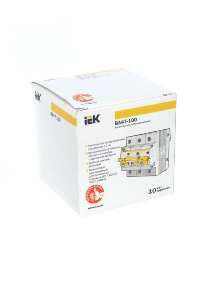 IEK KARAT Автоматический выключатель ВА47-100 3P C 80А 10кА IEK, MVA40-3-080-C