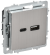 IEK BRITE Розетка USB A+C 18Вт РЮ11-1-БрГН металл хром/никель IEK, BR-U22-018-M-K23