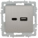 IEK BRITE Розетка USB A+C 18Вт РЮ11-1-БрГН металл хром/никель IEK, BR-U22-018-M-K23