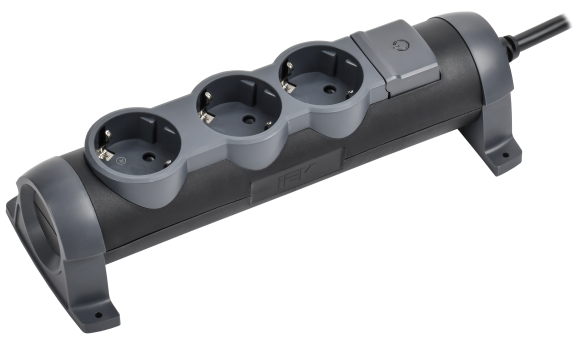 IEK COMFORT Удлинитель У03К 3 места 2P+PE 5м 3х1,5мм2 16А черный IEK, 694686