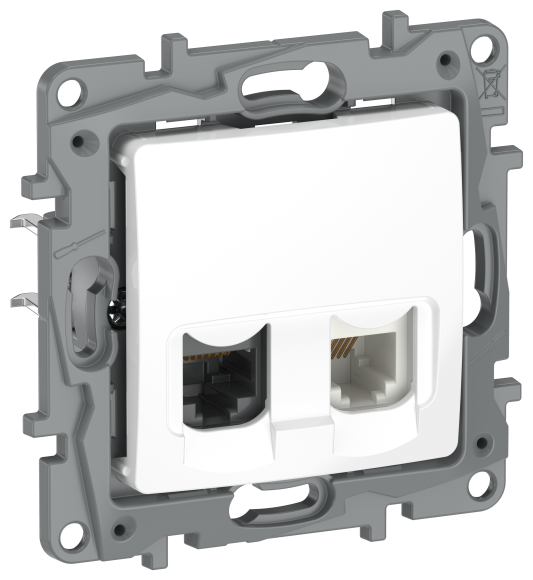IEK IEKETIKA Розетка двойная RJ11+RJ45 кат.5E UTP 6722521 белый IEK