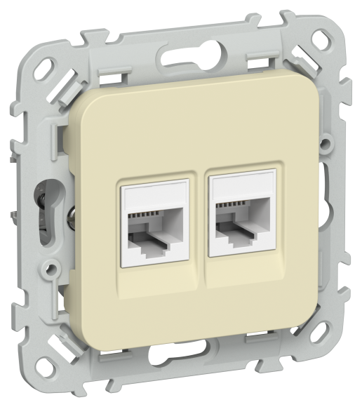 IEK FLITE Розетка 2-местная RJ45/RJ11 категория 5Е/3 UTP РКТ5е/3-2-0-ФлН навахо IEK, FI-KT22-1-K87