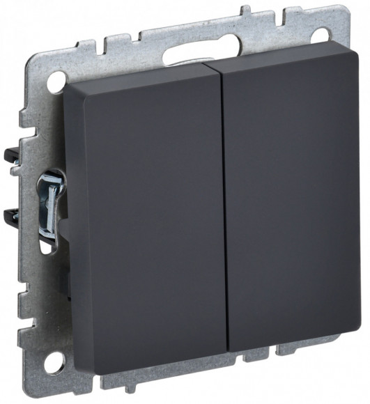 IEK BRITE Выключатель 2-клавишный 10А ВС10-2-0-БрГ графит IEK, BR-V20-0-10-K53