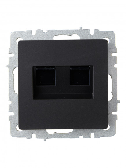 IEK BRITE Розетка компьютерная двойная RJ45 кат.6 РК11-2-БрЧ черный , BR-K20-2-K02