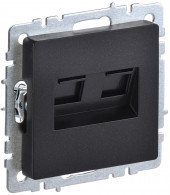 BRITE Розетка компьютерная двойная RJ45 кат.6 РК11-2-БрЧ черный IEK, BR-K20-2-K02
