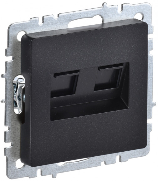 IEK BRITE Розетка компьютерная двойная RJ45 кат.6 РК11-2-БрЧ черный IEK, BR-K20-2-K02