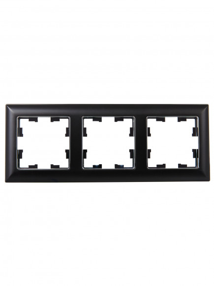 IEK BRITE Рамка 3-местная РУ-3-Бр хром/черный , BR-M32-12-2-K23