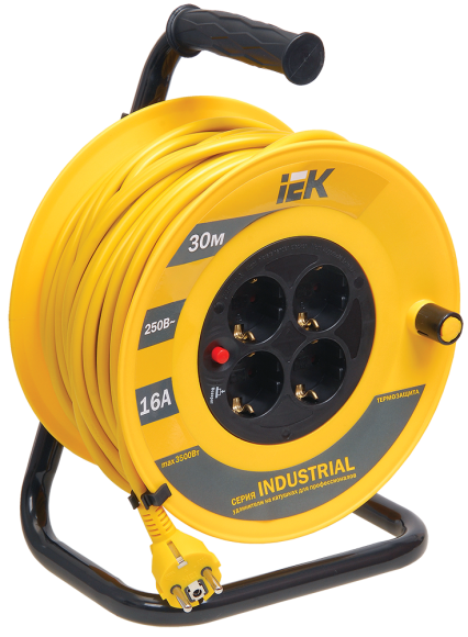 IEK INDUSTRIAL Катушка УК30 4 места с заземлением с термозащитой 3х1,5мм2 30м IEK