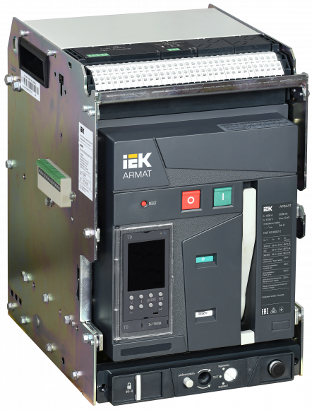 IEK ARMAT AR-A2S TD16 3P W HR/VR Выключатель автоматический воздушный 85кА расцепитель TD 1600А 3P выдвижной с аксессуарами ~220-240В: реле отключения, реле включения, моторный привод IEK, AR-ACB-3VB-085-1600A-TDCF