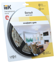 Лента LED 5м блистер LSR-3528WW60-4.8-IP65-12V теплый белый цвет IEK-eco, LSR1-1-060-65-1-05