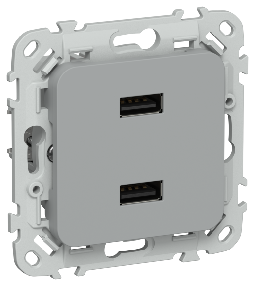 IEK FLITE Розетка USB A+A 3,1А РЮ-2-ФлС серый IEK, FI-U21-D31-K03