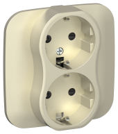 FLITE Розетка 2-местная с заземлением с защитными шторками безвинтовое крепление 16А РСш12-1-А-ФлШ шампань IEK, FI-R24A-16-1-K37