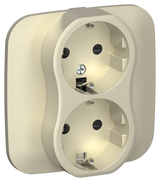 IEK FLITE Розетка 2-местная с заземлением с защитными шторками безвинтовое крепление 16А РСш12-1-А-ФлШ шампань IEK, FI-R24A-16-1-K37