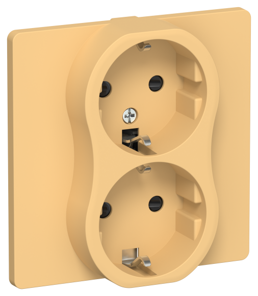 IEK FLITE Розетка 2-местная с заземлением с защитными шторками безвинтовое крепление 16А РСш12-1-К-ФлЗ золотарник IEK, FI-R24C-16-1-K90