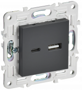 SKANDY Розетка USB A+C 18Вт SK-R13T титан , SK-U22-018-K48