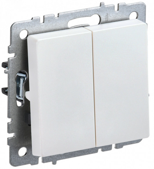 IEK BRITE Выключатель 2-клавишный 10А ВС10-2-0-БрЖ жемчуг IEK, BR-V20-0-10-K36