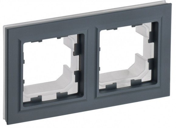 IEK BRITE Рамка 2-местная IP44 РУ-2-БрГ-44 графит IEK, BR-M22-44-K53