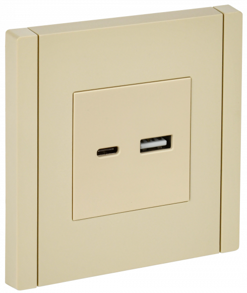 IEK FORTE&PIANO Розетка USB A+C 3,1А FP450 ваниль IEK, FP-U22-D31-K10