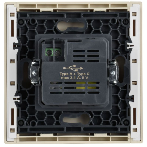 IEK FORTE&PIANO Розетка USB A+C 3,1А FP450 ваниль , FP-U22-D31-K10