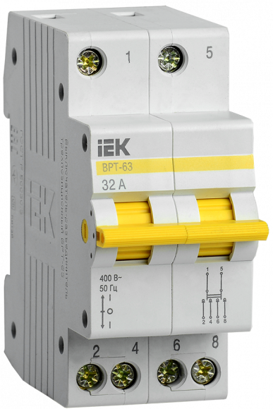 IEK Выключатель-разъединитель трехпозиционный ВРТ-63 2P 32А IEK, MPR10-2-032