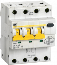 KARAT Автоматический выключатель дифференциального тока АВДТ 34 C10 30мА тип A IEK, MAD22-6-010-C-30