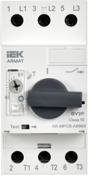 IEK ARMAT Автоматический выключатель защиты двигателя A6 GV2P 4-6,3А IEK, AR-MPCB-A6B63