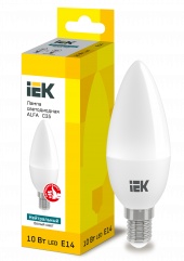 Лампа светодиодная ALFA C35 свеча 10Вт 230В 4000К E14 IEK, LLA-C35-10-230-40-E14