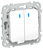 FLITE Выключатель 2-клавишный с индикацией 10А ВС12-1-1-ФлБ белый IEK, FI-V20-1-10-1-K01