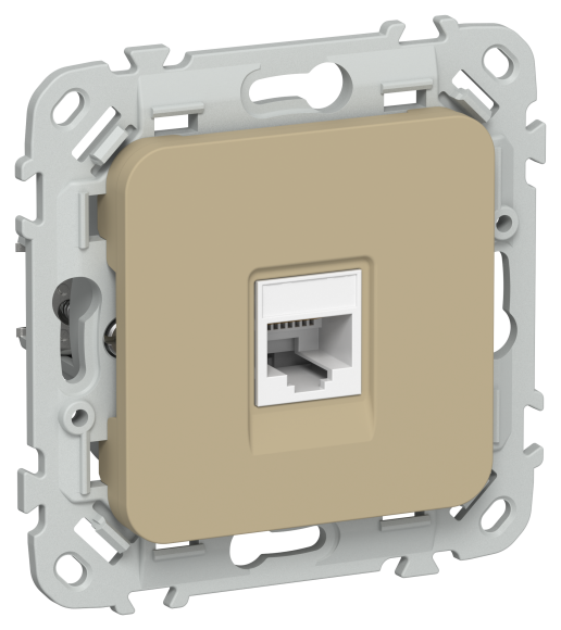 IEK FLITE Розетка компьютерная RJ45 категория 5Е UTP РК5е-1-0-ФлХ хаки IEK, FI-K12-1-K59