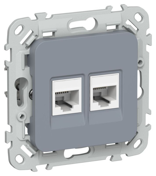 IEK FLITE Розетка 2-местная компьютерная RJ45 категория 5Е UTP РК5е-2-0-ФлМ маренго IEK, FI-K22-1-K35
