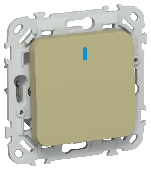 IEK FLITE Выключатель 1-клавишный кнопочный с индикацией 10А ВС11-2-1-ФлО оливковый IEK, FI-V14-1-10-1-K26