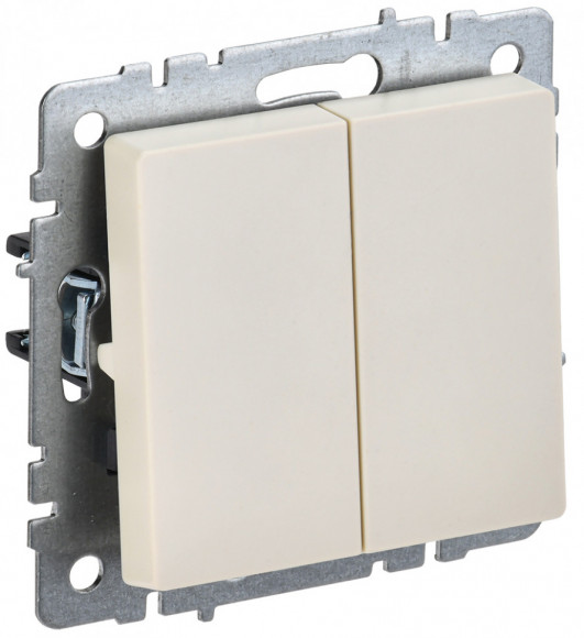 IEK BRITE Выключатель 2-клавишный 10А ВС10-2-0-БрКр бежевый IEK, BR-V20-0-10-K10