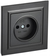BRITE Розетка 1-местная без заземления без защитных шторок 10А в сб. РСР10-1-0-БрЧ черный , BR-R10-10-K02-F