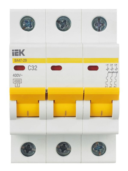 IEK KARAT Автоматический выключатель ВА47-29 3P C 32А 4,5кА IEK, MVA20-3-032-C
