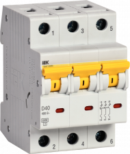 Выключатель автоматический ВА47-60МА без теплового расцепителя 3P 40А 6кА D IEK, MVA33-3-040-D